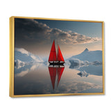 Red Sailboat Arctic Tranquility - Boat Canvas Wall Art