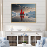 Red Sailboat Arctic Tranquility - Boat Canvas Wall Art