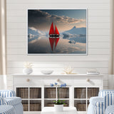 Red Sailboat Arctic Tranquility - Boat Canvas Wall Art