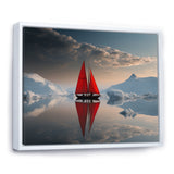 Red Sailboat Arctic Tranquility - Boat Canvas Wall Art