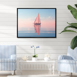 Pink Sailboat Pastel Sunset Reflection - Boat Canvas Wall Art