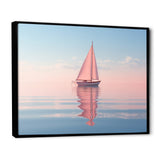 Pink Sailboat Pastel Sunset Reflection - Boat Canvas Wall Art