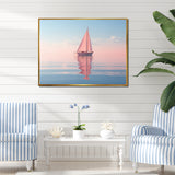 Pink Sailboat Pastel Sunset Reflection - Boat Canvas Wall Art