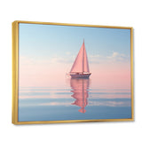 Pink Sailboat Pastel Sunset Reflection - Boat Canvas Wall Art