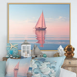 Pink Sailboat Pastel Sunset Reflection - Boat Canvas Wall Art