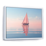 Pink Sailboat Pastel Sunset Reflection - Boat Canvas Wall Art