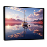 White Sailboat Pink Cloud Sunset Reflection - Boat Canvas Wall Art