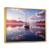 White Sailboat Pink Cloud Sunset Reflection - Boat Canvas Wall Art