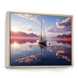 White Sailboat Pink Cloud Sunset Reflection - Boat Canvas Wall Art