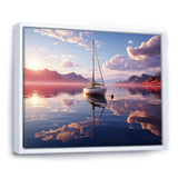 White Sailboat Pink Cloud Sunset Reflection - Boat Canvas Wall Art