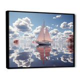 Pink Sailboat White Cloud Sunset Reflection - Boat Canvas Wall Art