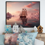 Pink Sailboat Pink Cloud Sunset Reflection - Boat Canvas Wall Art