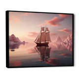 Pink Sailboat Pink Cloud Sunset Reflection - Boat Canvas Wall Art
