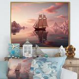 Pink Sailboat Pink Cloud Sunset Reflection - Boat Canvas Wall Art