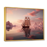 Pink Sailboat Pink Cloud Sunset Reflection - Boat Canvas Wall Art