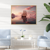 Pink Sailboat Pink Cloud Sunset Reflection - Boat Canvas Wall Art