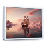 Pink Sailboat Pink Cloud Sunset Reflection - Boat Canvas Wall Art