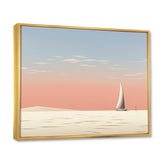 White Sailboat Sailing Into Pink Sunset - Boat Canvas Wall Art