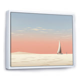 White Sailboat Sailing Into Pink Sunset - Boat Canvas Wall Art
