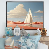 White Sailboat Floating Towards Pink Beach - Boat Canvas Wall Art