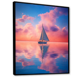 Sailboat Vibrant Pink And Sunset Reflection - Boat Canvas Wall Art