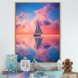 Sailboat Vibrant Pink And Sunset Reflection - Boat Canvas Wall Art