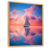 Sailboat Vibrant Pink And Sunset Reflection - Boat Canvas Wall Art