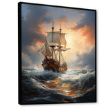 White Majestic Sailboat In Storm - Boat Canvas Wall Art