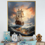White Majestic Sailboat In Storm - Boat Canvas Wall Art