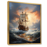 White Majestic Sailboat In Storm - Boat Canvas Wall Art