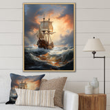 White Majestic Sailboat In Storm - Boat Canvas Wall Art