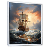 White Majestic Sailboat In Storm - Boat Canvas Wall Art