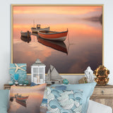 Dinghy Boat Serenity Pastel Sunset - Boat Canvas Wall Art