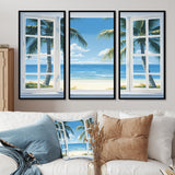 Oceanview Through Open White Window I - Multi-Panels