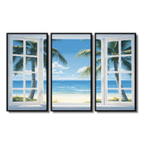 Oceanview Through Open White Window I - Multi-Panels