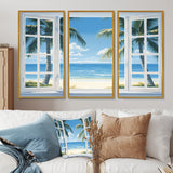 Oceanview Through Open White Window I - Multi-Panels