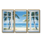 Oceanview Through Open White Window I - Multi-Panels