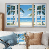 Oceanview Through Open White Window I - Multi-Panels