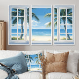Oceanview Through Open White Window I - Multi-Panels