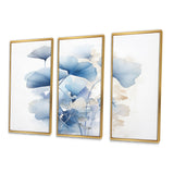 Delicate Blue Ginko Leaves On White Watercolor - Multi-Panels