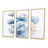 Delicate Blue Ginko Leaves On White Watercolor - Multi-Panels