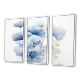 Delicate Blue Ginko Leaves On White Watercolor - Multi-Panels