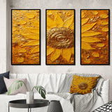 Golden Radiant Sunflower Blooming Painting - Multi-Panels