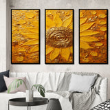 Golden Radiant Sunflower Blooming Painting - Multi-Panels