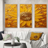 Golden Radiant Sunflower Blooming Painting - Multi-Panels