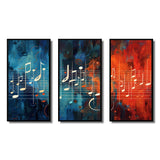 Waves Of Music Notes In Retro Orange And Blue II - Multi-Panels