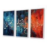 Waves Of Music Notes In Retro Orange And Blue II - Multi-Panels
