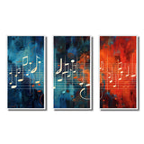 Waves Of Music Notes In Retro Orange And Blue II - Multi-Panels