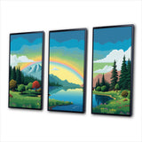 Consciousness Of The Mountains Rainbow VI - 3-Piece Canvas Wall Art