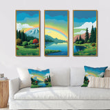 Consciousness Of The Mountains Rainbow VI - 3-Piece Canvas Wall Art